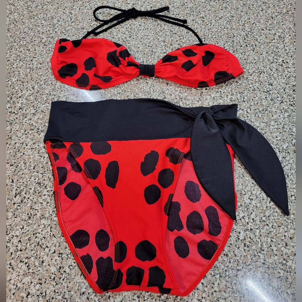 1980's Red & Black Bathing Suit